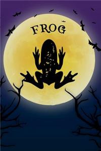 Frog Notebook Halloween Journal: Spooky Halloween Themed Blank Lined Composition Book/Diary/Journal For Frog Amphibian Lovers, 6 x 9, 130 Pages, Full Moon, Bats, Scary Trees