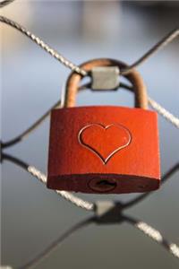 Engraved Heart on a Red Padlock Journal