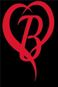 Monogram Initial Letter B Adorable Heart Red and Black
