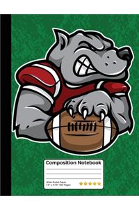 Bulldog Mascot Football Sports Composition Notebook: Students Wide Ruled Line Paper Notebook for School, Journaling or Personal Use.