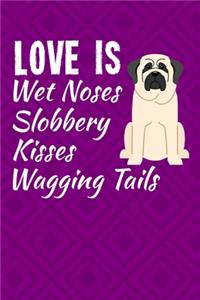 Love Is Wet Noses Slobbery Kisses Wagging Tails: Gratitude Journal 6x9 100 Pages - English Mastiff Dog Cover