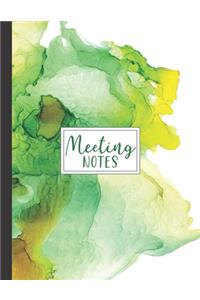 Meeting Notes: Designed For Busy Executive Assistants - Record Keeping Planner - Professional Office and Small Business - Moss Apple Green Abstract Ink Cover