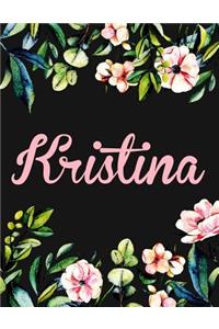 Kristina: Personalised Name Notebook/Journal Gift For Women & Girls 100 Pages (Black Floral Design)