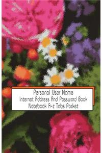 Personal User Name Internet Address And Password Book Notebook A-z Tabs Pocket