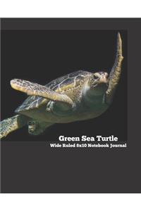 Green Sea Turtle Wide Ruled 8x10 Notebook Journal