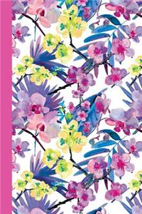 Sketchbook: Watercolor Flowers (Purple and Yellow/Pink) 6x9 - Blank Journal with No Lines - Journal Notebook with Unlined Pages for Drawing and Writing on Blank Paper