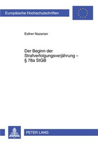 Der Beginn Der Strafverfolgungsverjaehrung § 78a Stgb