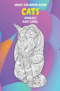 Adult Coloring Book Animals Easy Level - Cats