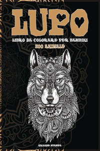 Libro da colorare per bambini - Grande stampa - Zoo Animale - Lupo
