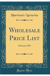 Wholesale Price List: February 1929 (Classic Reprint)