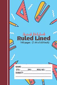 Amiesk Notebook - Ruled Lined Notebook - 140 pages (7.44 x 9.69 inch)