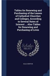 Tables for Renewing and Purchasing of the Leases of Cathedral-Churches and Colleges, According to Several Rates of Interest ... Also Tables for Renewing and Purchasing of Lives