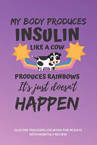 My body produces insulin like a cow produces rainbows it's just doesn't happen Floral Glucose Tracking Log Book
