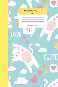 Wide Ruled Notebook Cat Composition Book