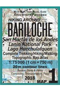 Hiking Around Bariloche Map 1 San Martin de los Andes, Lanin National Park, Lago Huechulafquen Complete Trekking/Hiking/Walking Topographic Map Atlas Argentina Patagonia 1