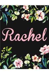 Rachel: Personalised Rachel Notebook/Journal For Writing 100 Lined Pages (Black Floral Design)