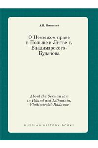 About the German Law in Poland and Lithuania, Vladimirskii-Budanov