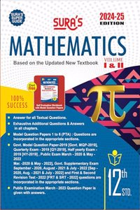 SURA`S 12th Std Mathematics Volume 1 and 2 Exam Guide in English Medium 2024-25 Edition