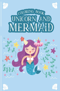 Coloring Book Unicorn and Mermaid