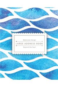 Large Address Book: Blue Ocean Wave: Address Book Large Size Especially for Seniors - Name, Address, Mobile, Work, Fax, Email, Emergency (8x10-)