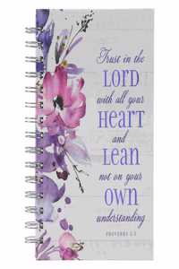 Christian Art Gifts Journal W/Scripture for Women Trust in the Lord Proverbs 3:5 Bible Verse Purple Floral Watercolor 192 Ruled Pages, Large Hardcover Notebook, Wire Bound