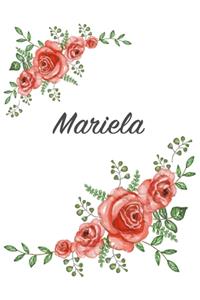 Mariela: Personalized Composition Notebook - Vintage Floral Pattern (Red Rose Blooms). College Ruled (Lined) Journal for School Notes, Diary, Journaling. Flo