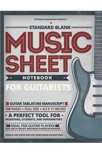 Blank Music Sheet Notebook For Guitarists