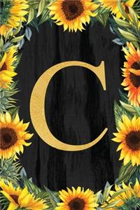 C - Monogrammed Sunflower Journal: Personalized College Ruled 6x9 Floral Notebook