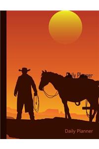 Daily Planner: 2019 - 2020 Cowboy Horse & Sunset Yearly Planner I January 19 - December 19 Writing Notebook Plan Days, Set Goals & Get Stuff Done