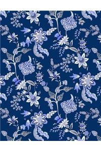 My Big Fat Journal Notebook Blue Chinoiserie Pattern On Navy