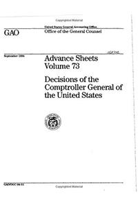 Advance Sheets: Volume 73, Decisions of the Comptroller General of the United States