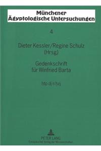 Gedenkschrift Fuer Winfried Barta