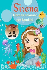 Libro da colorare sirena per bambini da 4 a 8 anni