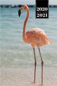 Flamingo Bird Watching Week Planner Weekly Organizer Calendar 2020 / 2021 - On the Beach