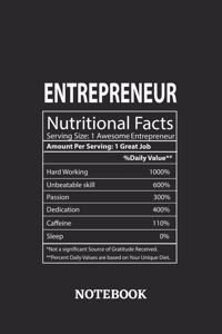 Nutritional Facts Entrepreneur Awesome Notebook