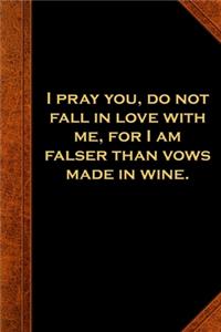 2020 Weekly Planner Shakespeare Quote Fall In Love Vows Wine 134 Pages
