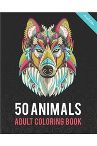50 Animals Adult Coloring Book