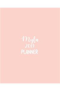 Myla 2019 Planner: Calendar with Daily Task Checklist, Organizer, Journal Notebook and Initial Name on Plain Color Cover (Jan Through Dec), Myla 2019 Planner