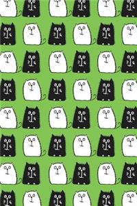 Journal Notebook For Cat Lovers Black and White Cats in a Row 4