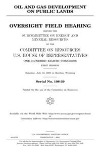 Oil and Gas Development on Public Lands: Oversight Field Hearing Before the Subcommittee on Energy and Mineral Resources of the Committee on ... Session, Saturday, July 12, 2003 in Rawli