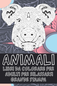 Libri da colorare per adulti per rilassarsi - Grande stampa - Animali