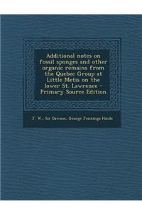 Additional Notes on Fossil Sponges and Other Organic Remains from the Quebec Group at Little Metis on the Lower St. Lawrence