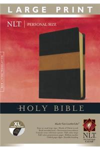 Personal Size Large Print Bible-NLT: New Living Translation, Black &amp; Tan LeatherLike, Personal Size