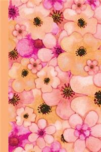 Sketch Journal: Watercolor Flower Petals (Orange) 6x9 - Pages Are Lined on the Bottom Third with Blank Space on Top