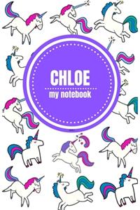 Chloe - Unicorn Notebook - Personalized Journal/Diary - Fab Girl/Women's Gift - Christmas Stocking Filler - 100 lined pages