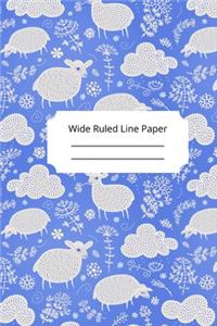 Cute Baby Sheep Theme Wide Ruled Line Paper