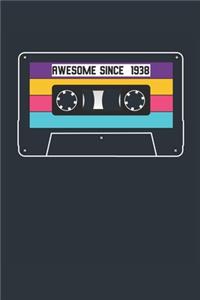 Awesome Since 1938 - Blank Lined Journal, Notebook, Diary, Planner - Vintage 81st Birthday Gift For 81 Years Old Men and Women - Retro Mixtape