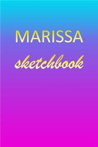 Marissa: Sketchbook - Blank Imaginative Sketch Book Paper - Pink Blue Gold Custom Letter M Personalized Cover - Teach & Practice Drawing for Experienced & As