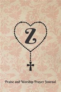 Letter Z Personalized Monogram Praise and Worship Prayer Journal - Rosary Cross