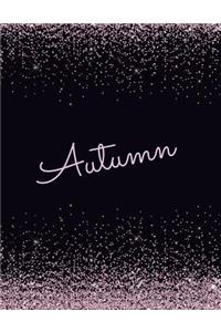 Autumn: Autumn lined personalized girls lined journal, notebook, blank book. Large Attractive journal: pink and black glitter texture effects. Arty stylish 